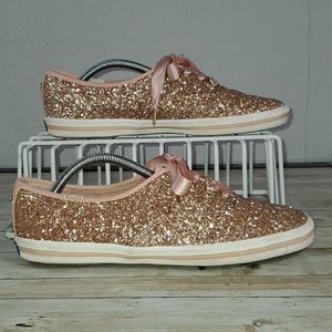 Keds x Kate‎ Spade Rose Gold Pink Glitter Sneakers Super Cute Size 6